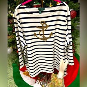 Brand new 2x Ralph Lauren plus size sailor top!!! Do adorable!!